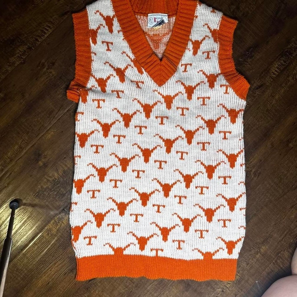 Vintage 70s 80s Texas Longhorns UT Sweater Vest Reynolds Penland M RARE